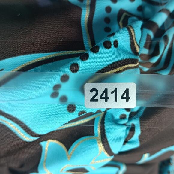 Maxine Swimsuit Womens 14 Brown Blue Floral One Piece Tummy Control Ruched Lined - Picture 8 of 8